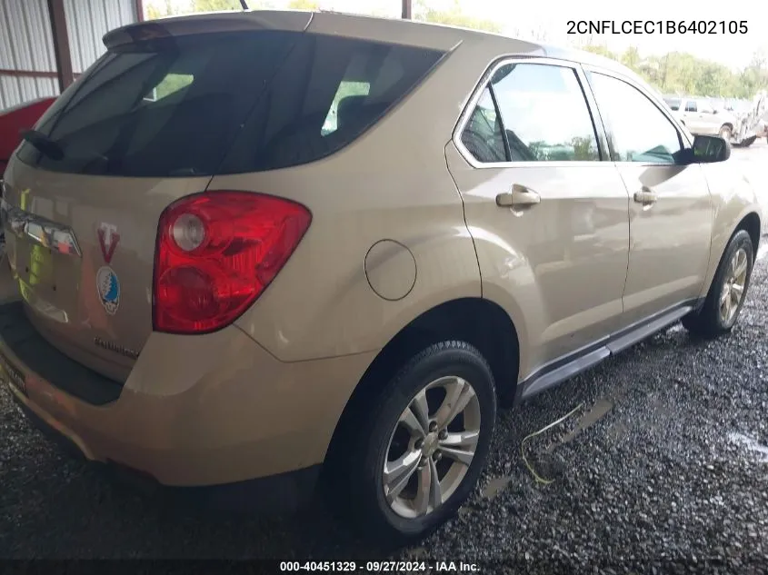 2011 Chevrolet Equinox Ls VIN: 2CNFLCEC1B6402105 Lot: 40451329