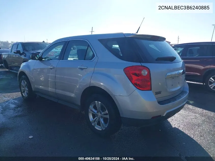 2011 Chevrolet Equinox Ls VIN: 2CNALBEC3B6240885 Lot: 40634158