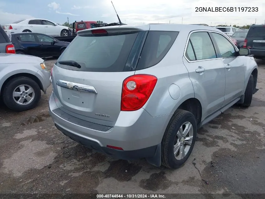 2011 Chevrolet Equinox Ls VIN: 2GNALBEC6B1197233 Lot: 40744544