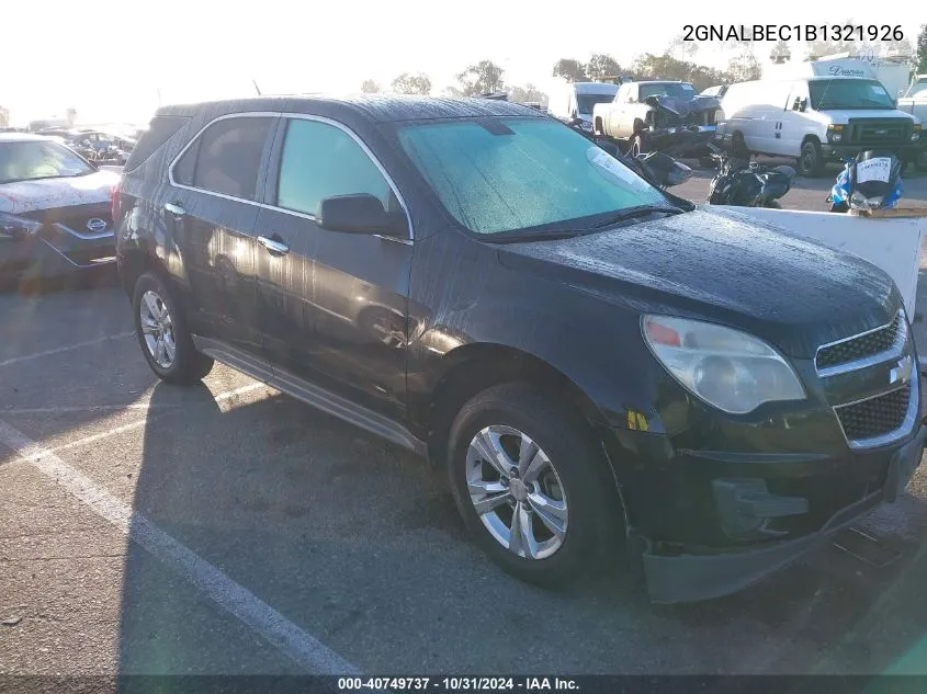 2GNALBEC1B1321926 2011 Chevrolet Equinox Ls