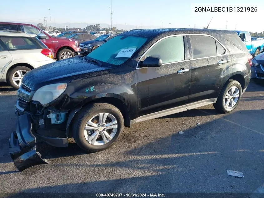 2011 Chevrolet Equinox Ls VIN: 2GNALBEC1B1321926 Lot: 40749737