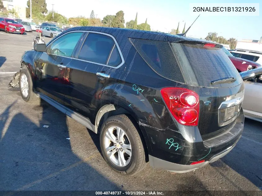 2011 Chevrolet Equinox Ls VIN: 2GNALBEC1B1321926 Lot: 40749737