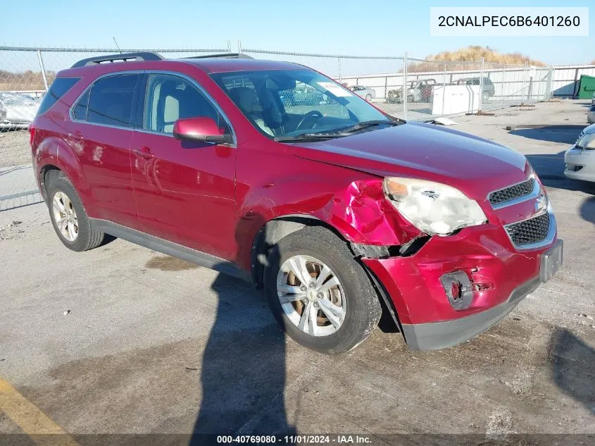 2011 Chevrolet Equinox 2Lt VIN: 2CNALPEC6B6401260 Lot: 40769080