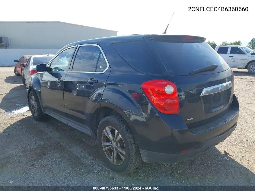 2011 Chevrolet Equinox Ls VIN: 2CNFLCEC4B6360660 Lot: 40795633