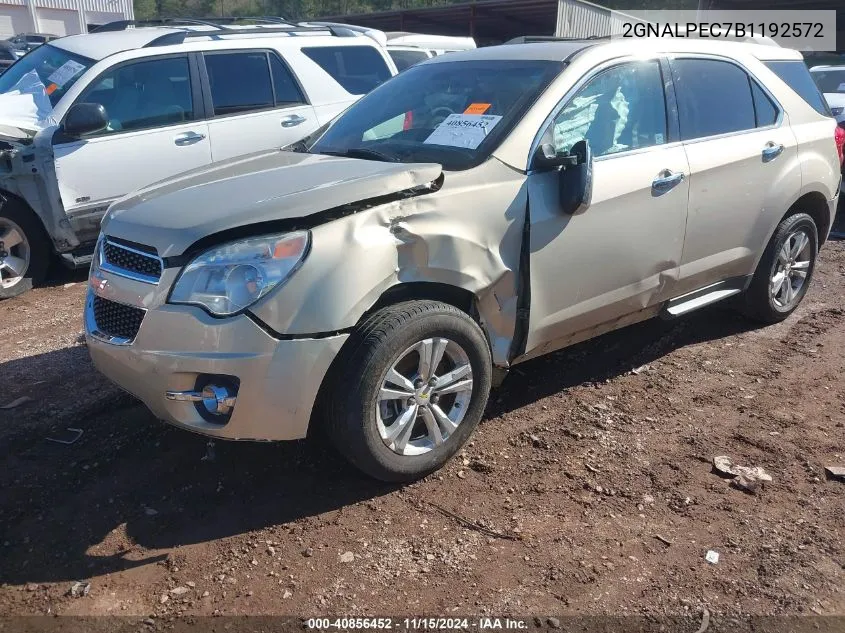 2011 Chevrolet Equinox 2Lt VIN: 2GNALPEC7B1192572 Lot: 40856452