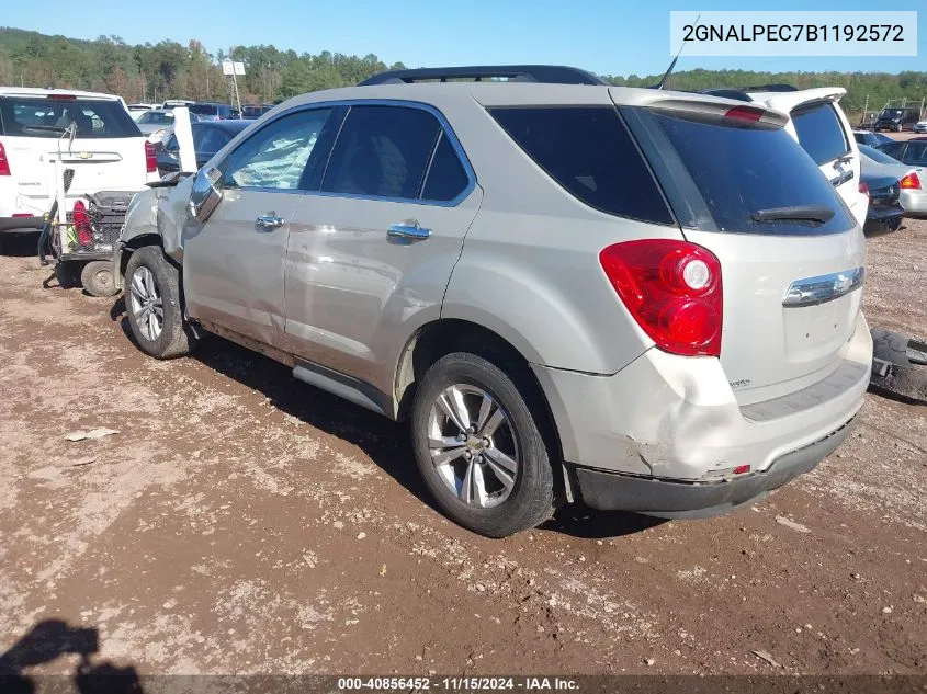 2011 Chevrolet Equinox 2Lt VIN: 2GNALPEC7B1192572 Lot: 40856452