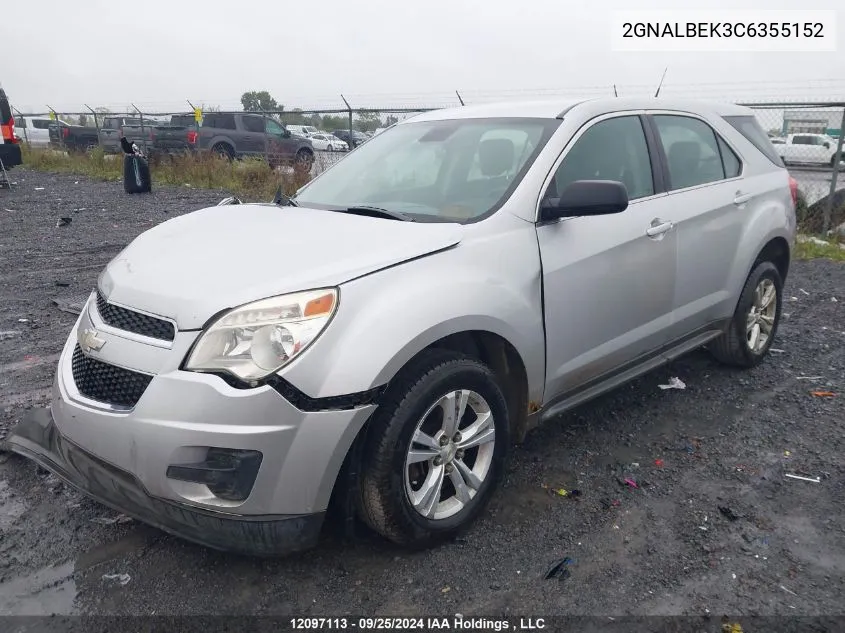 2012 Chevrolet Equinox VIN: 2GNALBEK3C6355152 Lot: 12097113