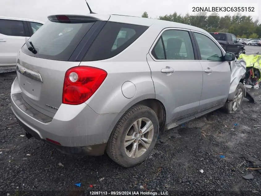 2012 Chevrolet Equinox VIN: 2GNALBEK3C6355152 Lot: 12097113