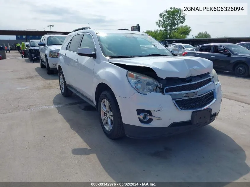 2012 Chevrolet Equinox 2Lt VIN: 2GNALPEK6C6326094 Lot: 39342976