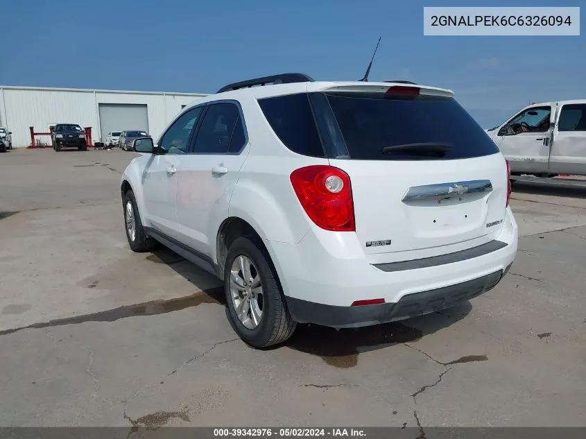 2012 Chevrolet Equinox 2Lt VIN: 2GNALPEK6C6326094 Lot: 39342976