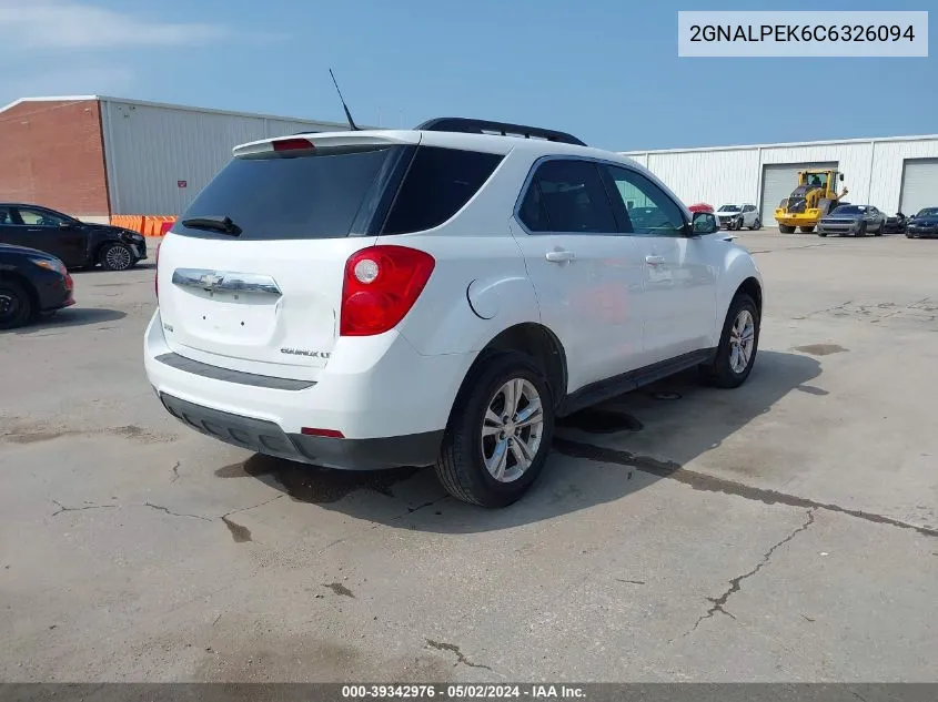 2012 Chevrolet Equinox 2Lt VIN: 2GNALPEK6C6326094 Lot: 39342976