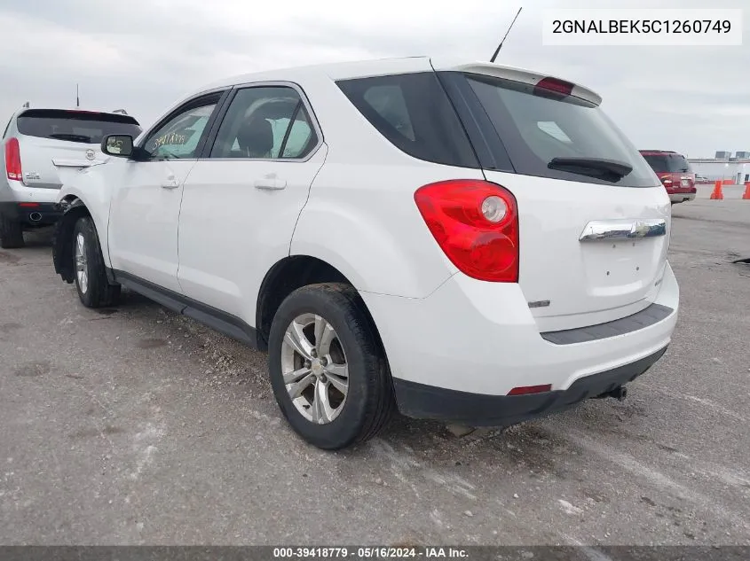 2012 Chevrolet Equinox Ls VIN: 2GNALBEK5C1260749 Lot: 39418779