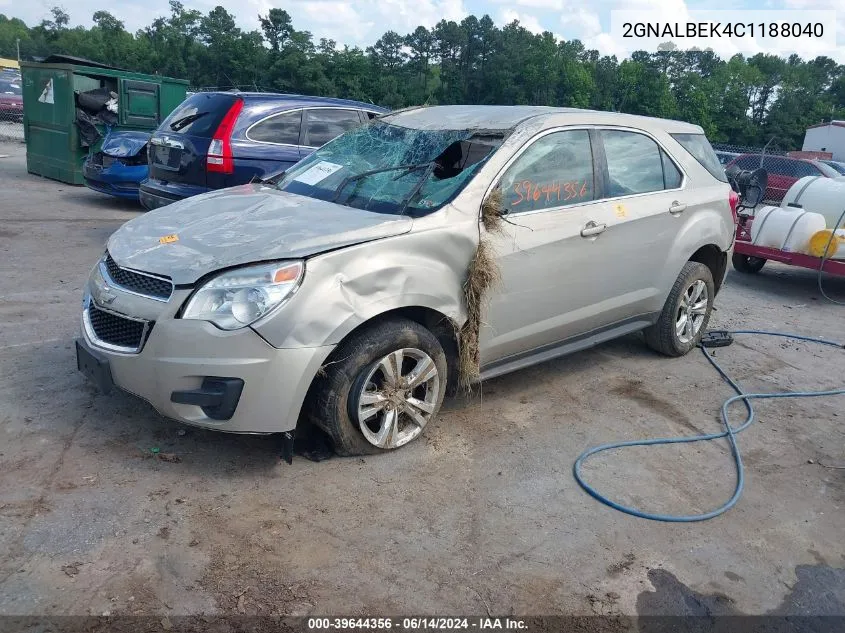 2012 Chevrolet Equinox Ls VIN: 2GNALBEK4C1188040 Lot: 39644356