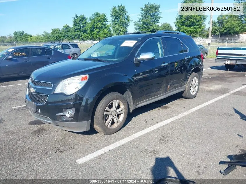 2012 Chevrolet Equinox Ltz VIN: 2GNFLGEK0C6250152 Lot: 39831641