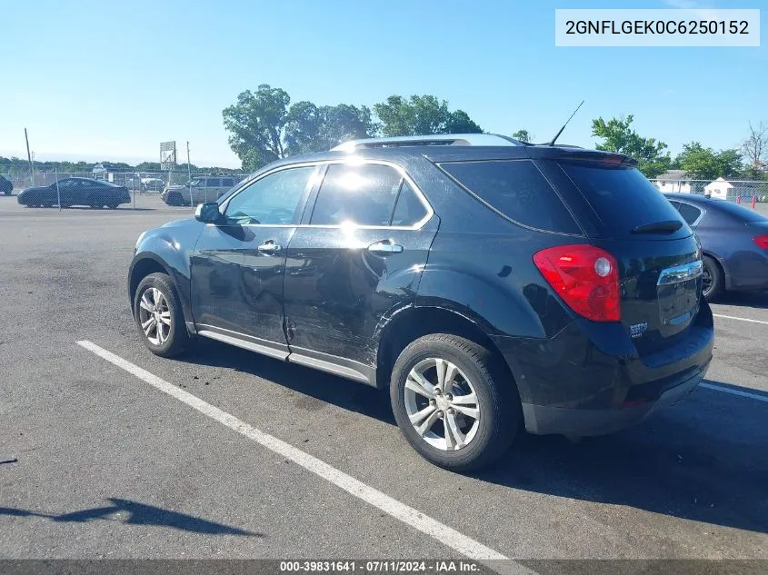 2012 Chevrolet Equinox Ltz VIN: 2GNFLGEK0C6250152 Lot: 39831641