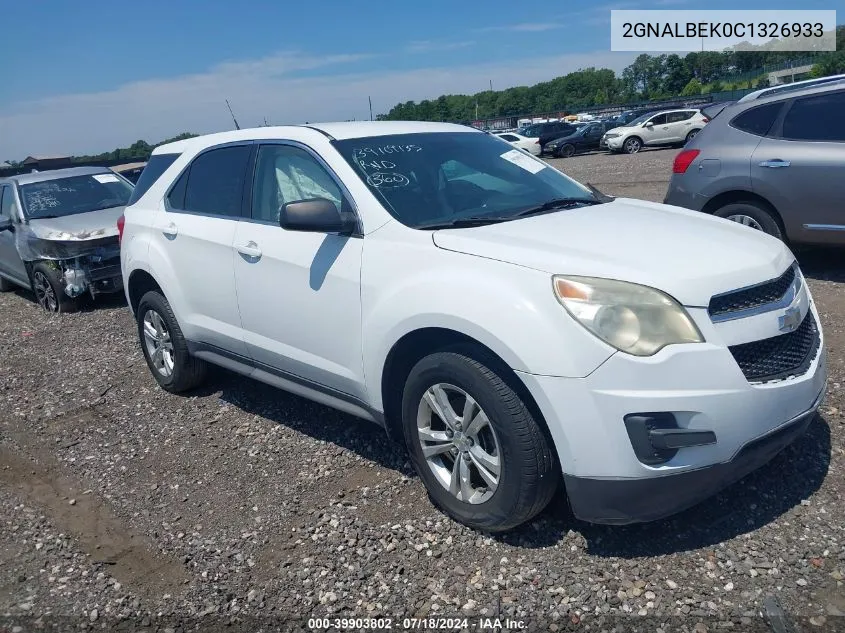 2012 Chevrolet Equinox Ls VIN: 2GNALBEK0C1326933 Lot: 39903802