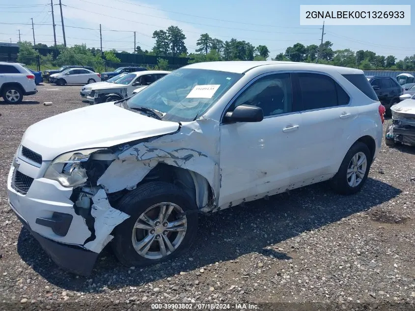 2012 Chevrolet Equinox Ls VIN: 2GNALBEK0C1326933 Lot: 39903802