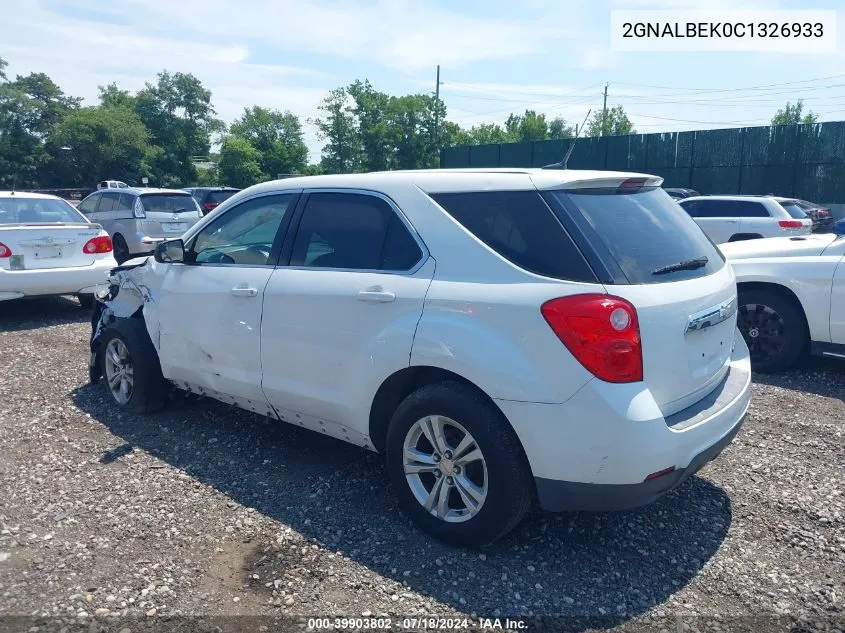 2012 Chevrolet Equinox Ls VIN: 2GNALBEK0C1326933 Lot: 39903802