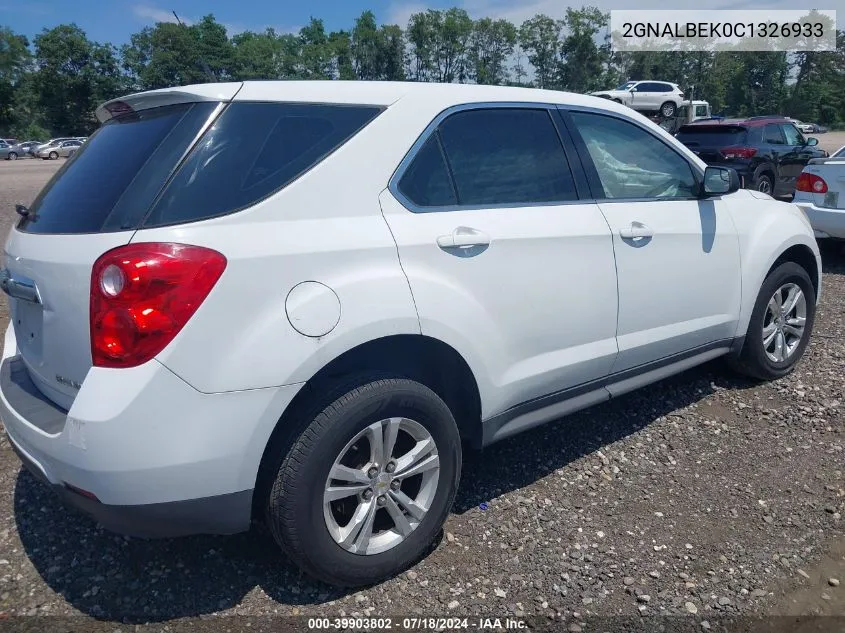 2012 Chevrolet Equinox Ls VIN: 2GNALBEK0C1326933 Lot: 39903802