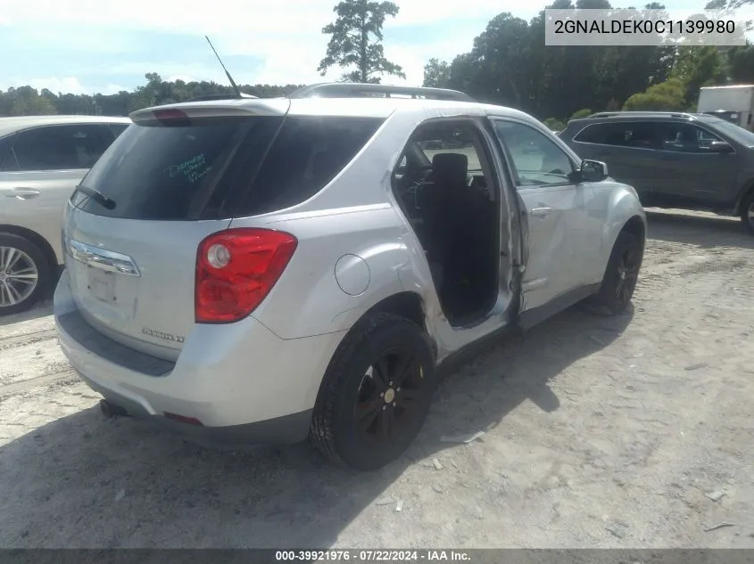 2012 Chevrolet Equinox 1Lt VIN: 2GNALDEK0C1139980 Lot: 39921976