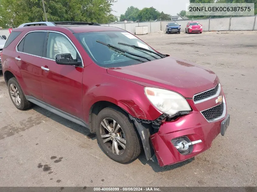 2012 Chevrolet Equinox Ltz VIN: 2GNFLGEK0C6387575 Lot: 40058099