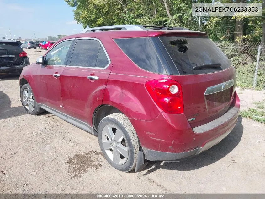 2012 Chevrolet Equinox Ltz VIN: 2GNALFEK7C6233353 Lot: 40062010