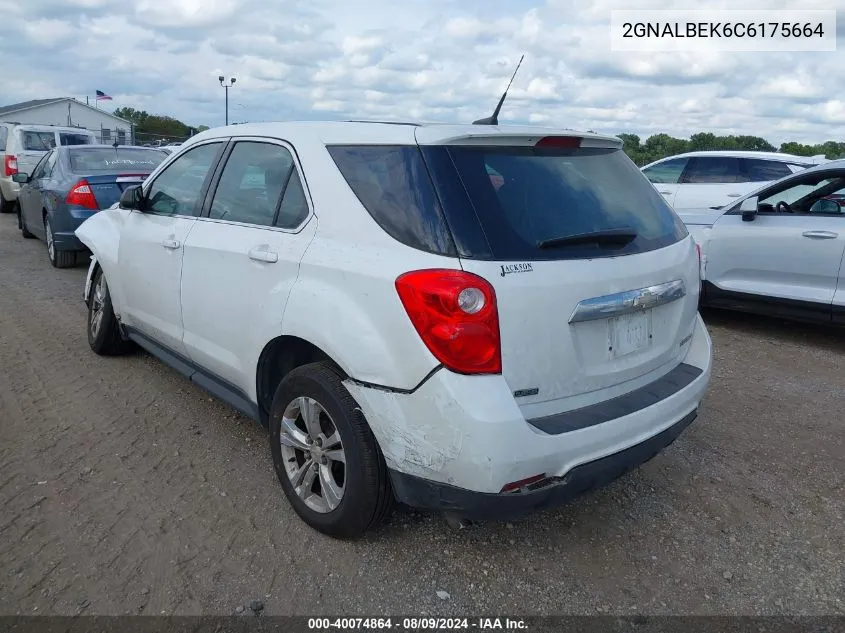 2012 Chevrolet Equinox Ls VIN: 2GNALBEK6C6175664 Lot: 40074864