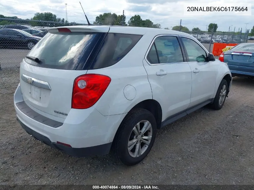 2012 Chevrolet Equinox Ls VIN: 2GNALBEK6C6175664 Lot: 40074864