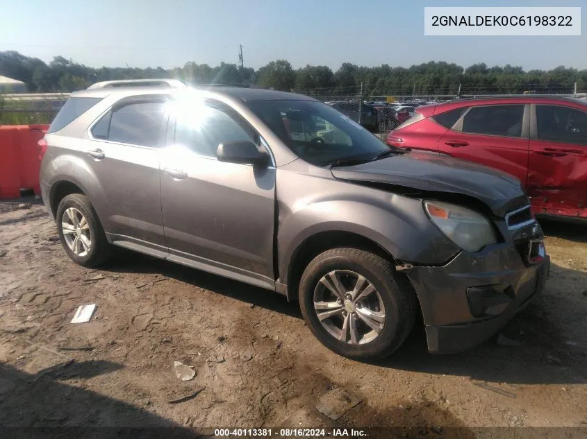 2012 Chevrolet Equinox 1Lt VIN: 2GNALDEK0C6198322 Lot: 40113381