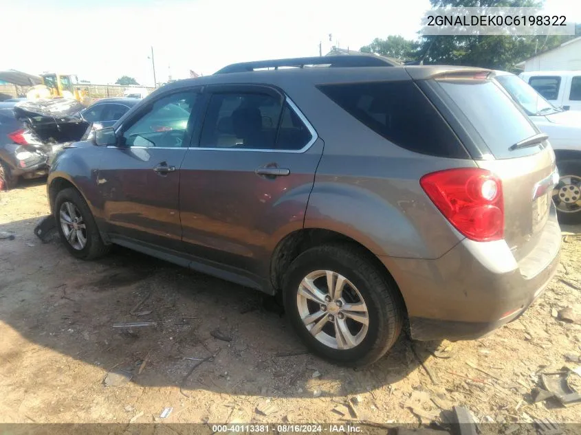 2012 Chevrolet Equinox 1Lt VIN: 2GNALDEK0C6198322 Lot: 40113381