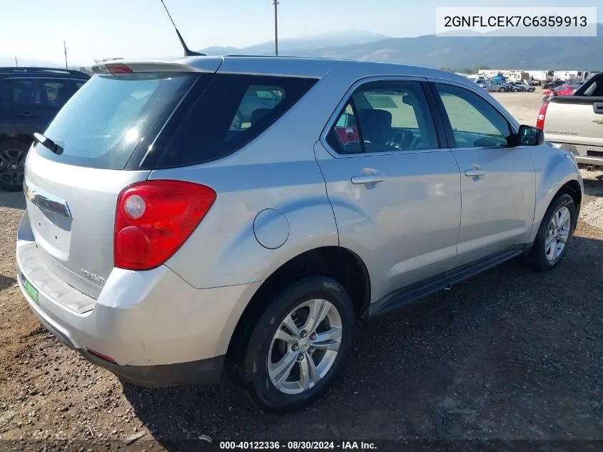 2012 Chevrolet Equinox Ls VIN: 2GNFLCEK7C6359913 Lot: 40122336