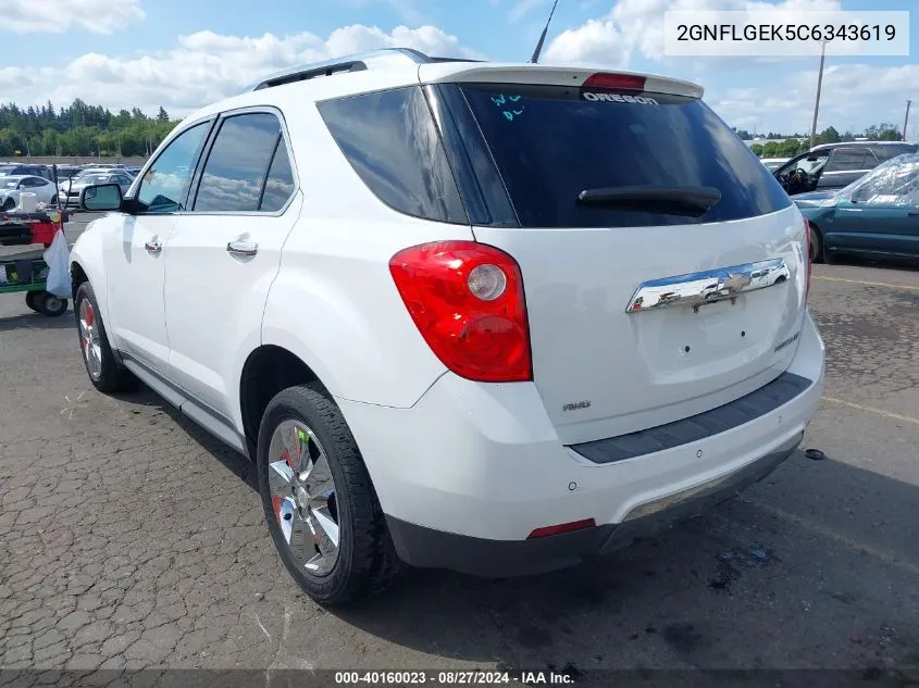 2012 Chevrolet Equinox Ltz VIN: 2GNFLGEK5C6343619 Lot: 40160023