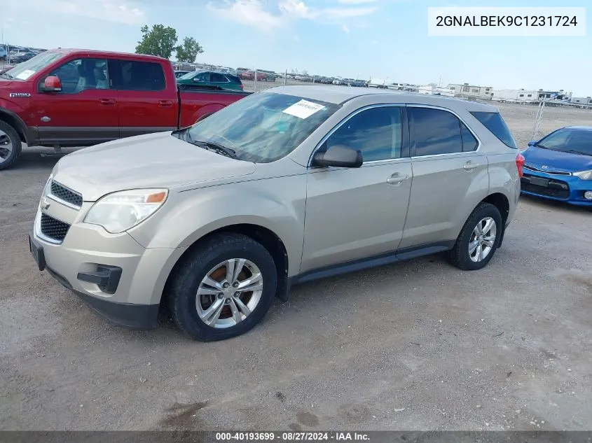 2012 Chevrolet Equinox Ls VIN: 2GNALBEK9C1231724 Lot: 40193699