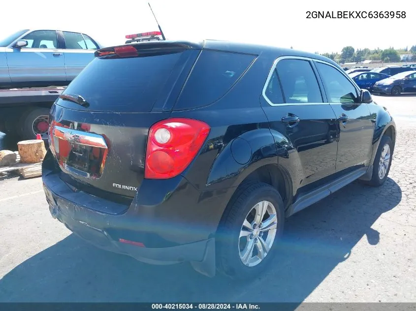 2GNALBEKXC6363958 2012 Chevrolet Equinox Ls