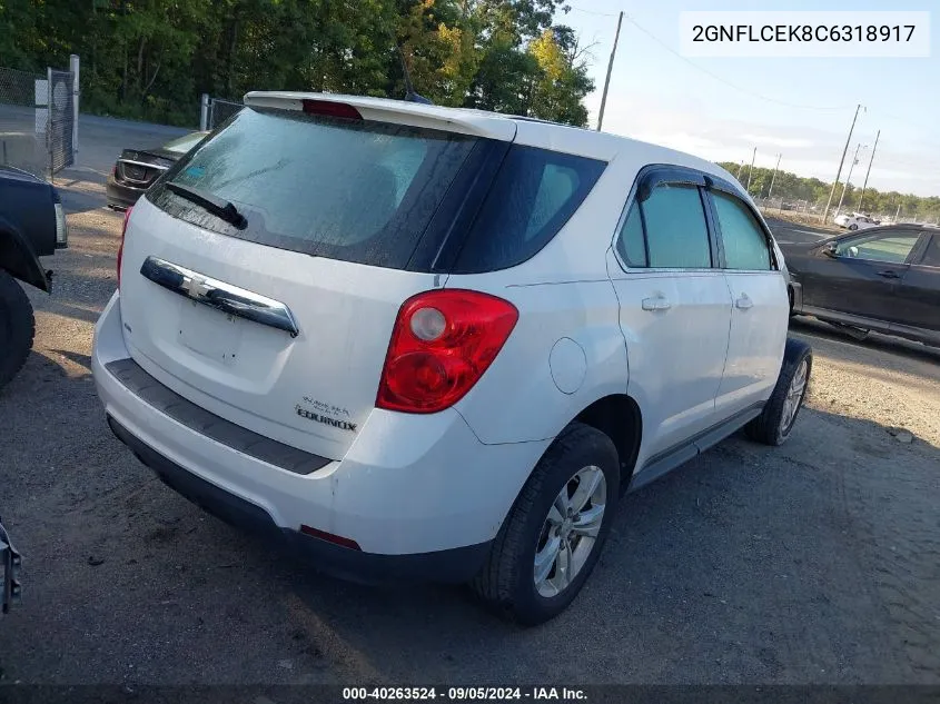 2012 Chevrolet Equinox Ls VIN: 2GNFLCEK8C6318917 Lot: 40263524