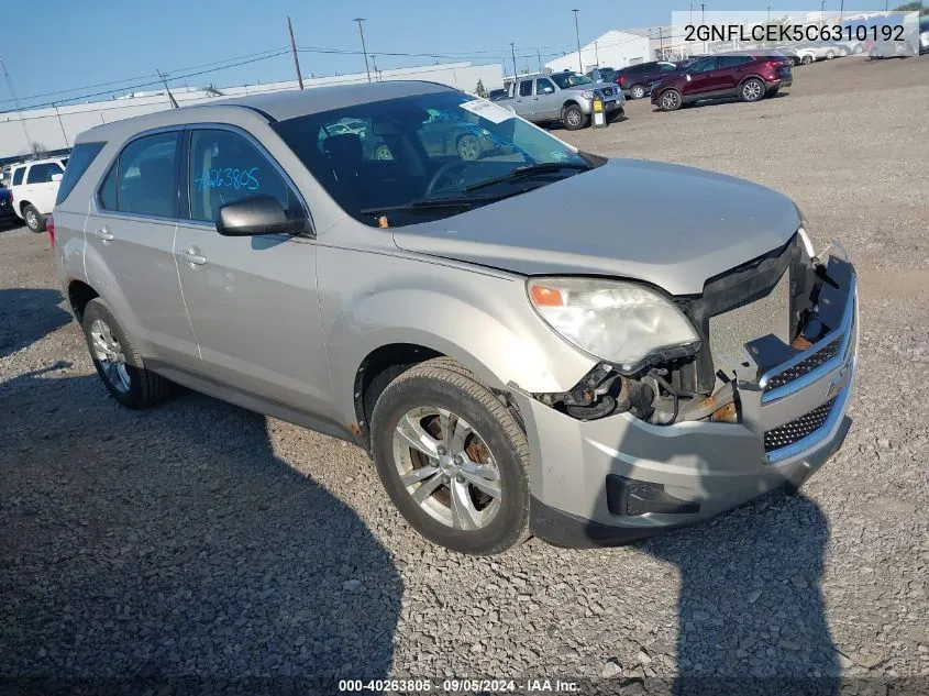 2012 Chevrolet Equinox Ls VIN: 2GNFLCEK5C6310192 Lot: 40263805