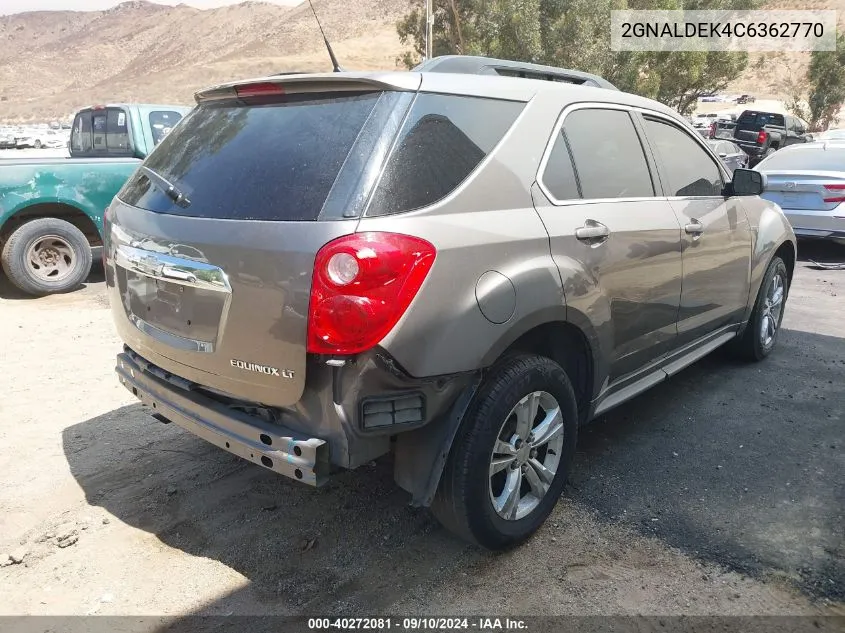 2012 Chevrolet Equinox 1Lt VIN: 2GNALDEK4C6362770 Lot: 40272081