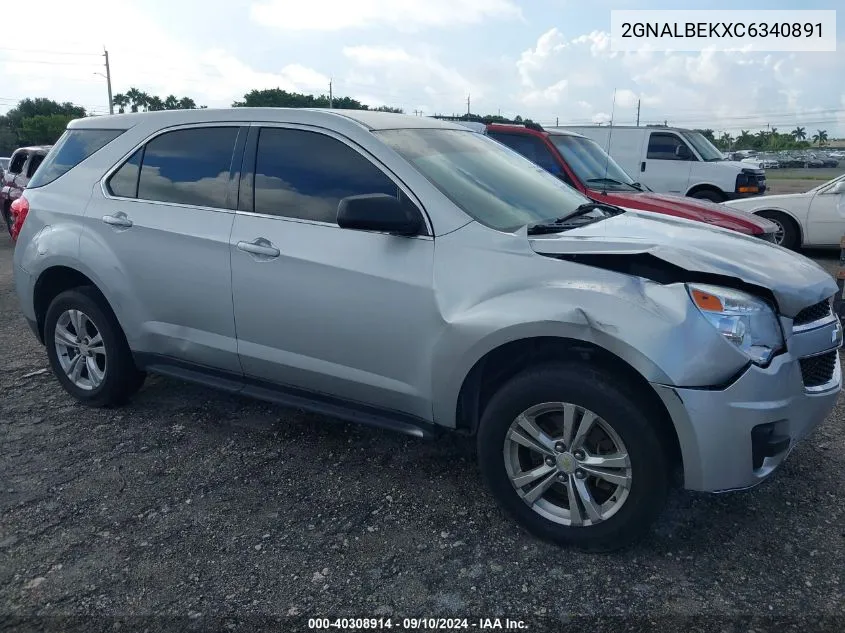 2012 Chevrolet Equinox Ls VIN: 2GNALBEKXC6340891 Lot: 40308914