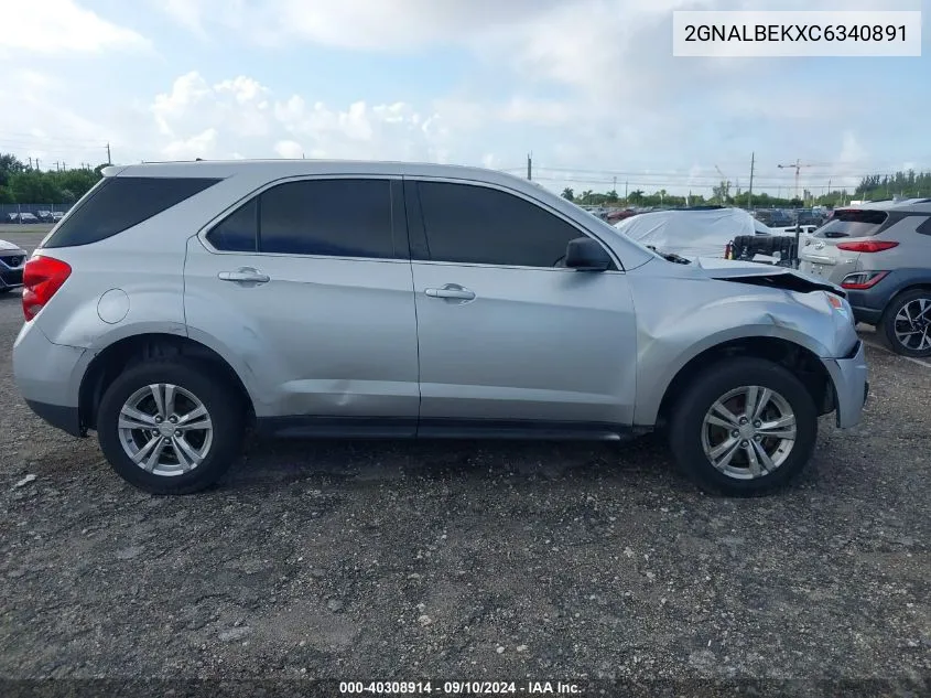 2012 Chevrolet Equinox Ls VIN: 2GNALBEKXC6340891 Lot: 40308914