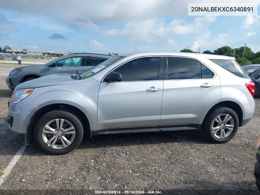 2012 Chevrolet Equinox Ls VIN: 2GNALBEKXC6340891 Lot: 40308914