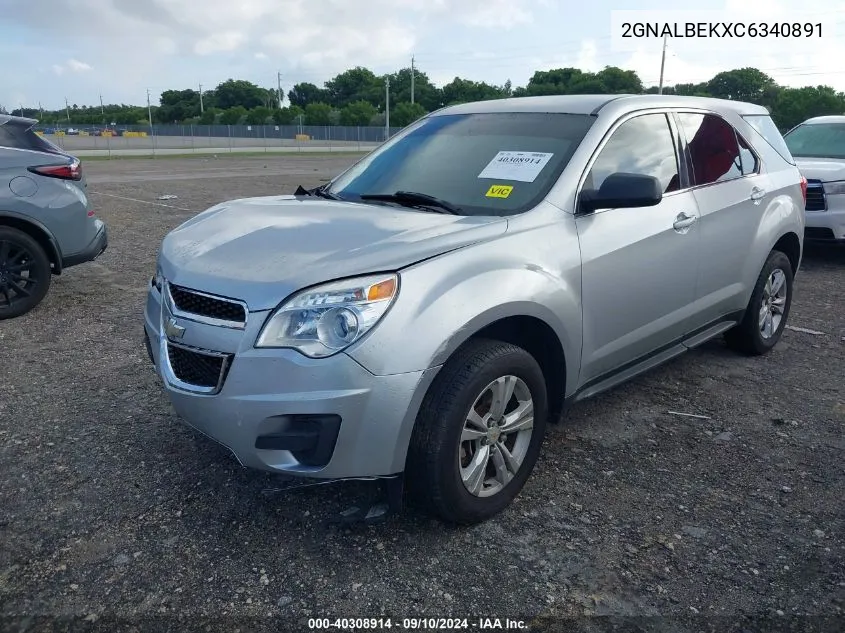 2012 Chevrolet Equinox Ls VIN: 2GNALBEKXC6340891 Lot: 40308914