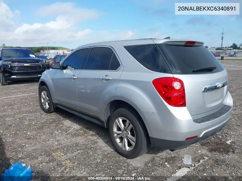 2012 Chevrolet Equinox Ls VIN: 2GNALBEKXC6340891 Lot: 40308914