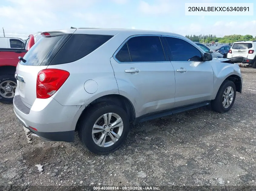 2012 Chevrolet Equinox Ls VIN: 2GNALBEKXC6340891 Lot: 40308914