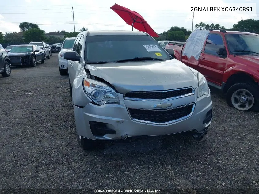 2012 Chevrolet Equinox Ls VIN: 2GNALBEKXC6340891 Lot: 40308914