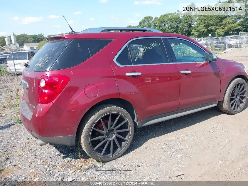 2012 Chevrolet Equinox Ltz VIN: 2GNFLGE5XC6321514 Lot: 40329972