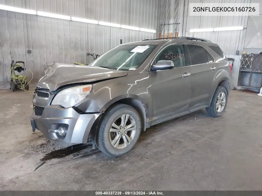 2012 Chevrolet Equinox Ltz VIN: 2GNFLGEK0C6160726 Lot: 40337239