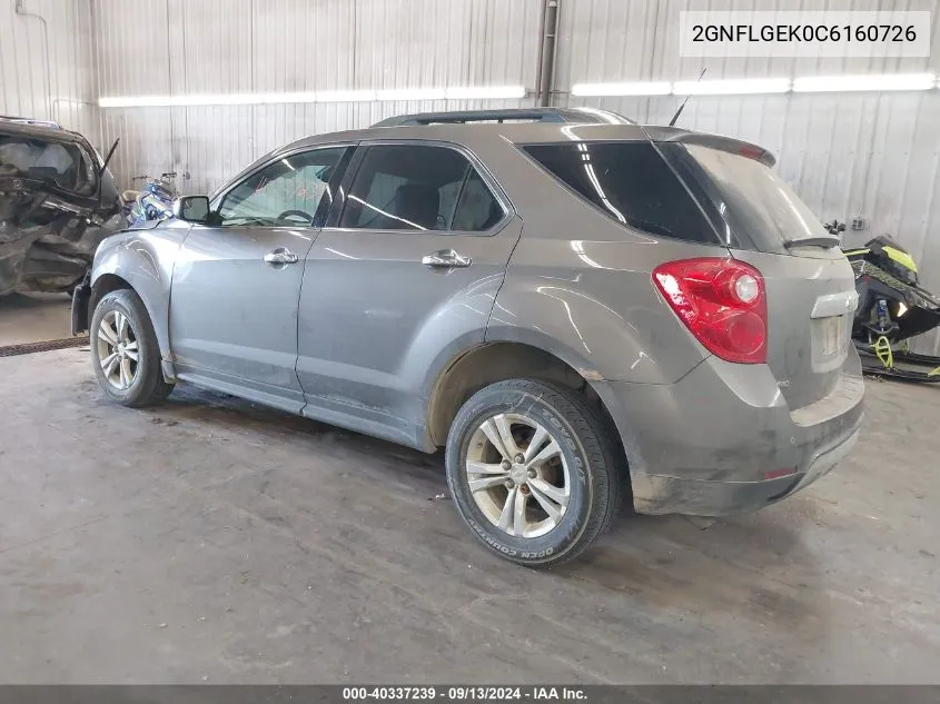 2GNFLGEK0C6160726 2012 Chevrolet Equinox Ltz