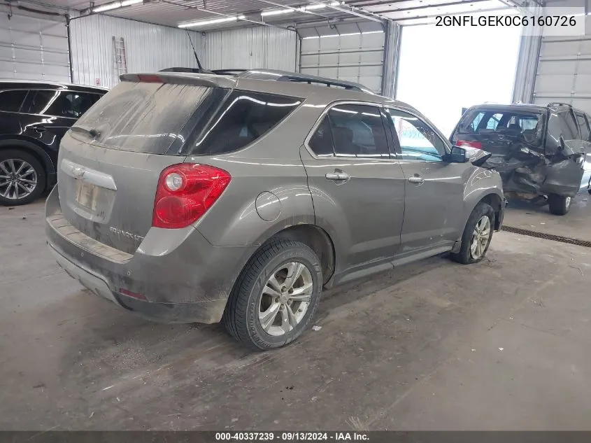 2012 Chevrolet Equinox Ltz VIN: 2GNFLGEK0C6160726 Lot: 40337239