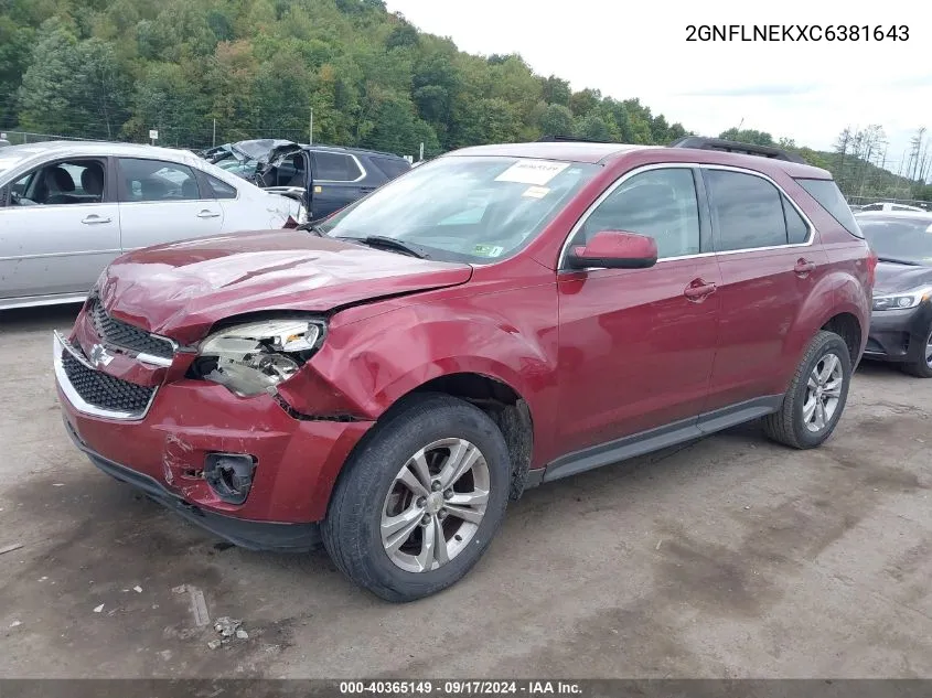 2012 Chevrolet Equinox 2Lt VIN: 2GNFLNEKXC6381643 Lot: 40365149