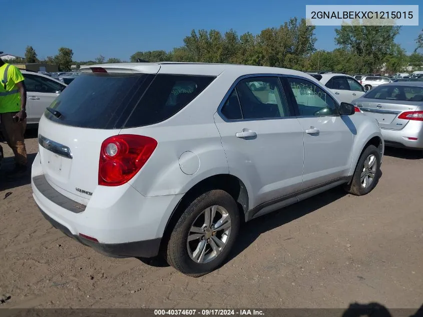 2012 Chevrolet Equinox Ls VIN: 2GNALBEKXC1215015 Lot: 40374607